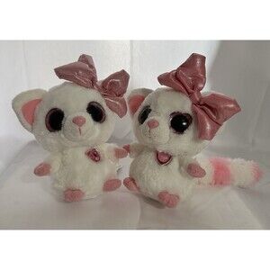 Twin 2 YooHoo & Friends Plush Pammee Bow And Jewel Heart Fennec Fox Pink